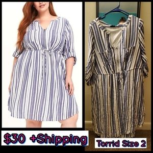 Torrid Blue and White Dress with Pockets